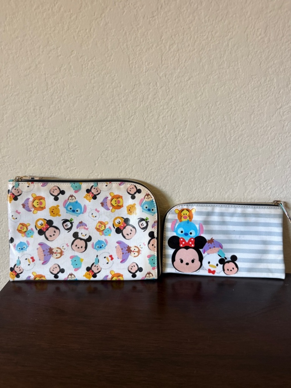 Disney Tsum Tsum Pouch Set - White with Multicolor Characters